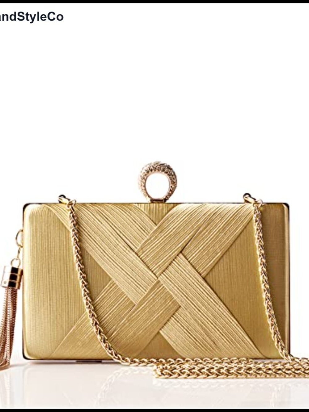 Rhinestone Satin Clutch Evening Bag Tassel Pendant Chain Party Prom